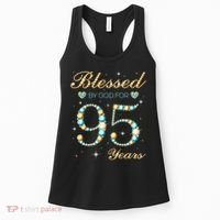 Blessed By God For 95 Years Old 95th Birthday Party Cute Women's Tank Top thumb 0