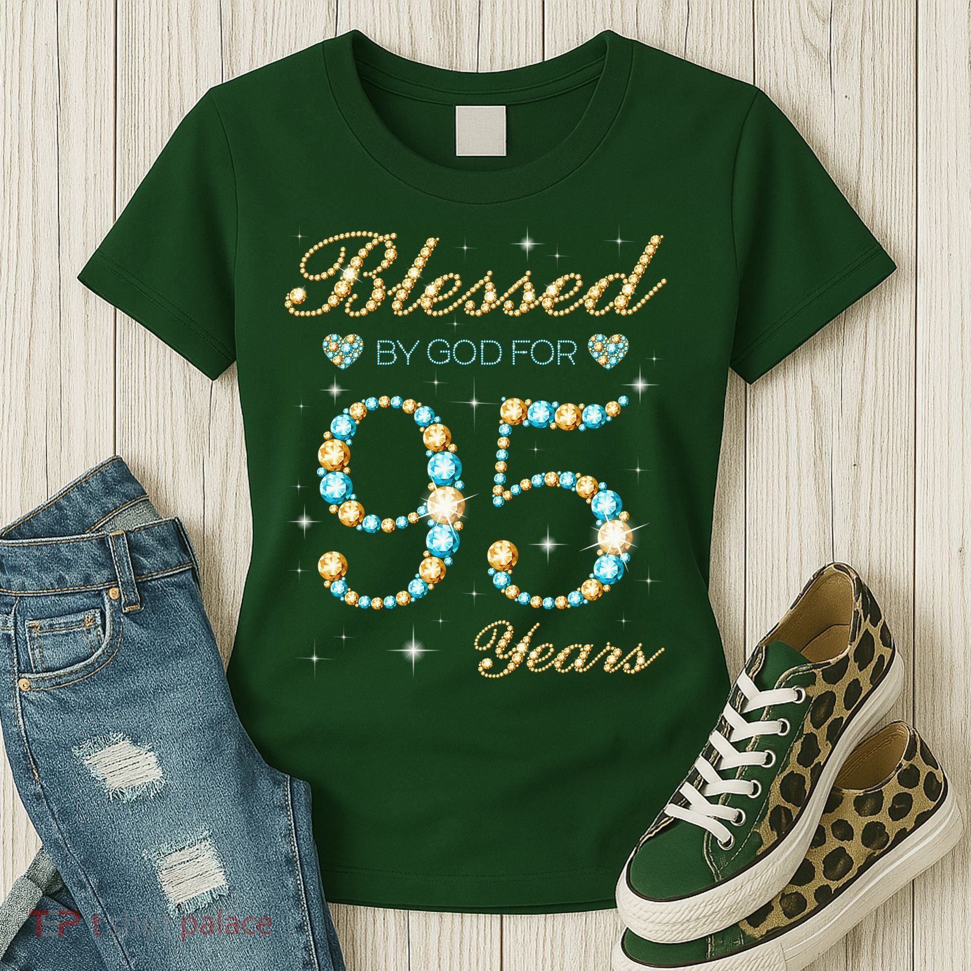 Blessed By God For 95 Years Old 95th Birthday Party Cute Women's T-Shirt