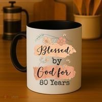 Blessed By God For 80 Years - 80 Years 80th Birthday Coffee Mug thumb 4