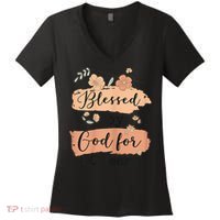 Blessed By God For 80 Years - 80 Years 80th Birthday Women's V-Neck T-Shirt thumb 0