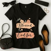 Blessed By God For 80 Years - 80 Years 80th Birthday Women's V-Neck T-Shirt thumb 2