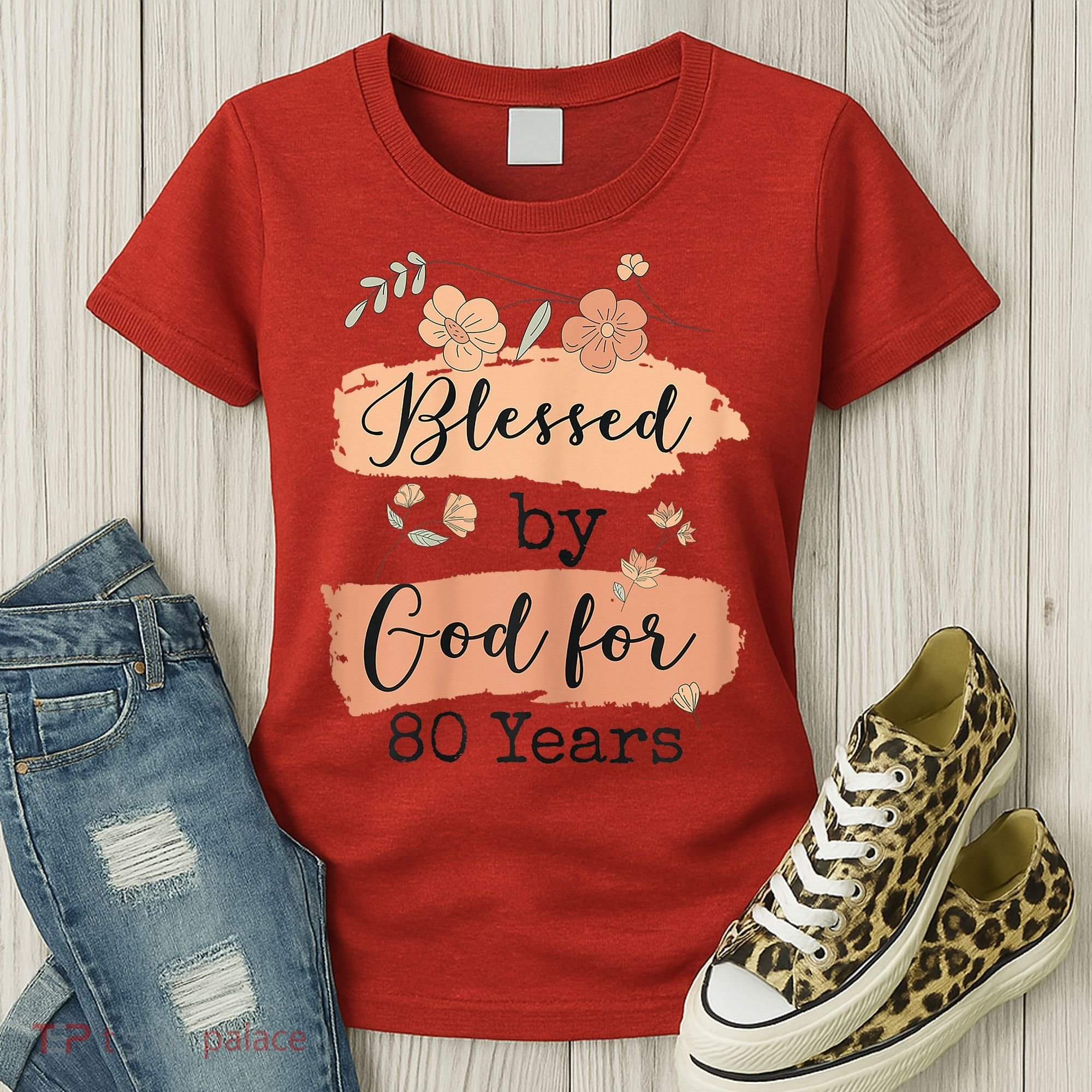 Blessed By God For 80 Years - 80 Years 80th Birthday Women's T-Shirt