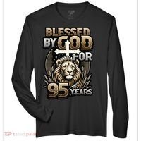Blessed By God For 95 Years Religious Themed 95th Birthday Zone Performance Long-Sleeve T-Shirt thumb 0