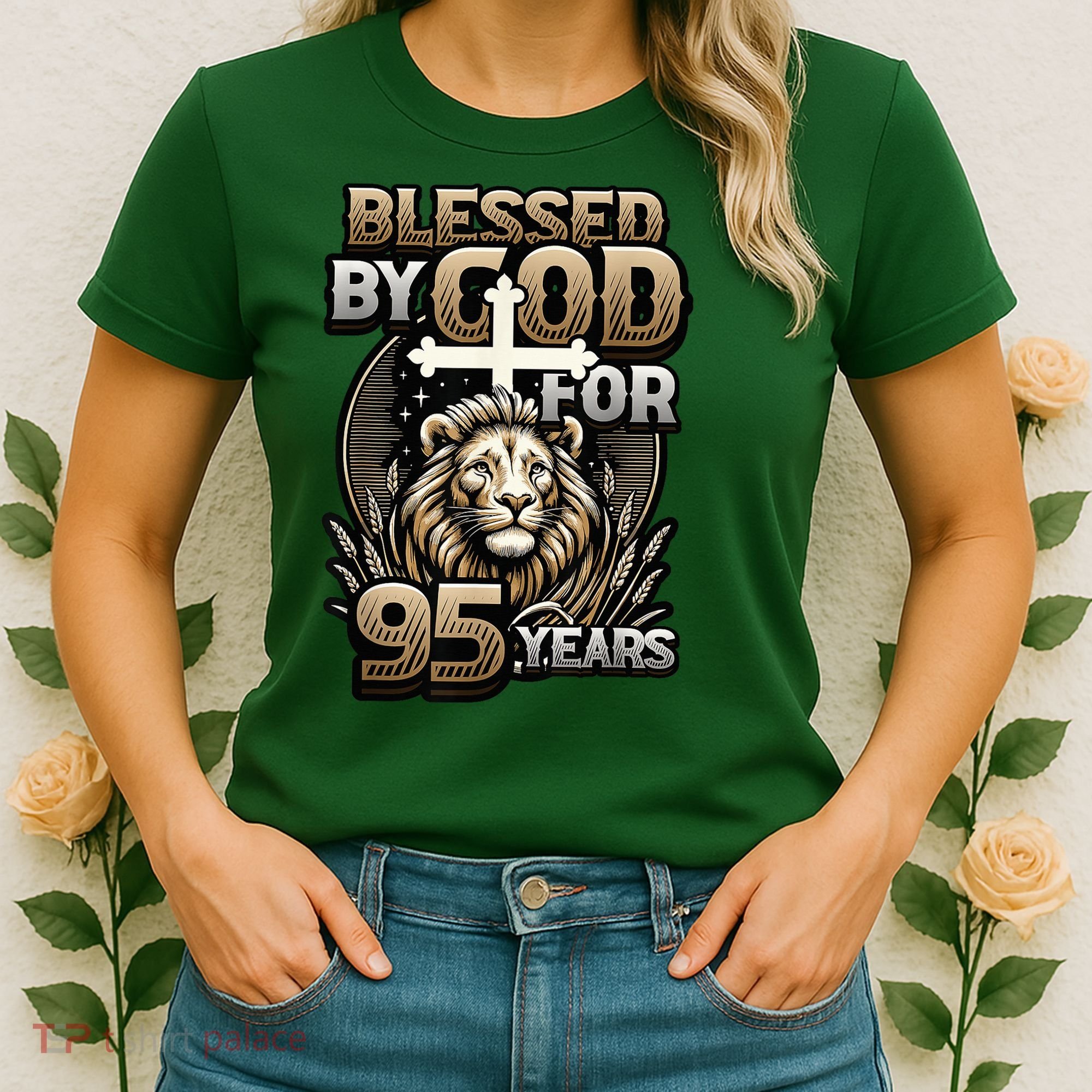 Blessed By God For 95 Years Religious Themed 95th Birthday Women's T-Shirt