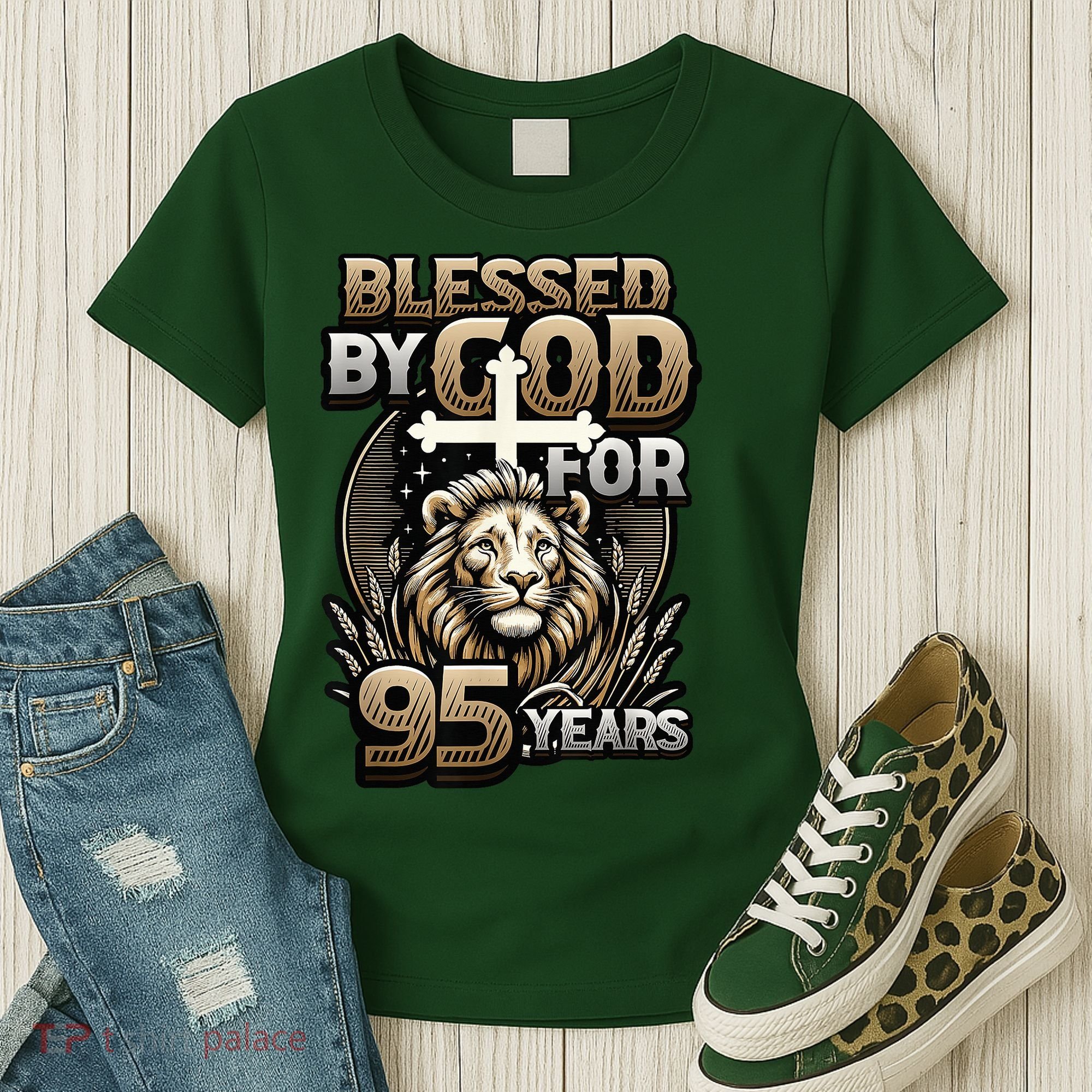 Blessed By God For 95 Years Religious Themed 95th Birthday Women's T-Shirt