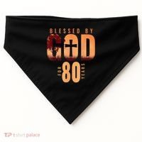 Blessed By God For 80 Years 80th Birthday Religious Theme USA-Made Doggie Bandana thumb 0
