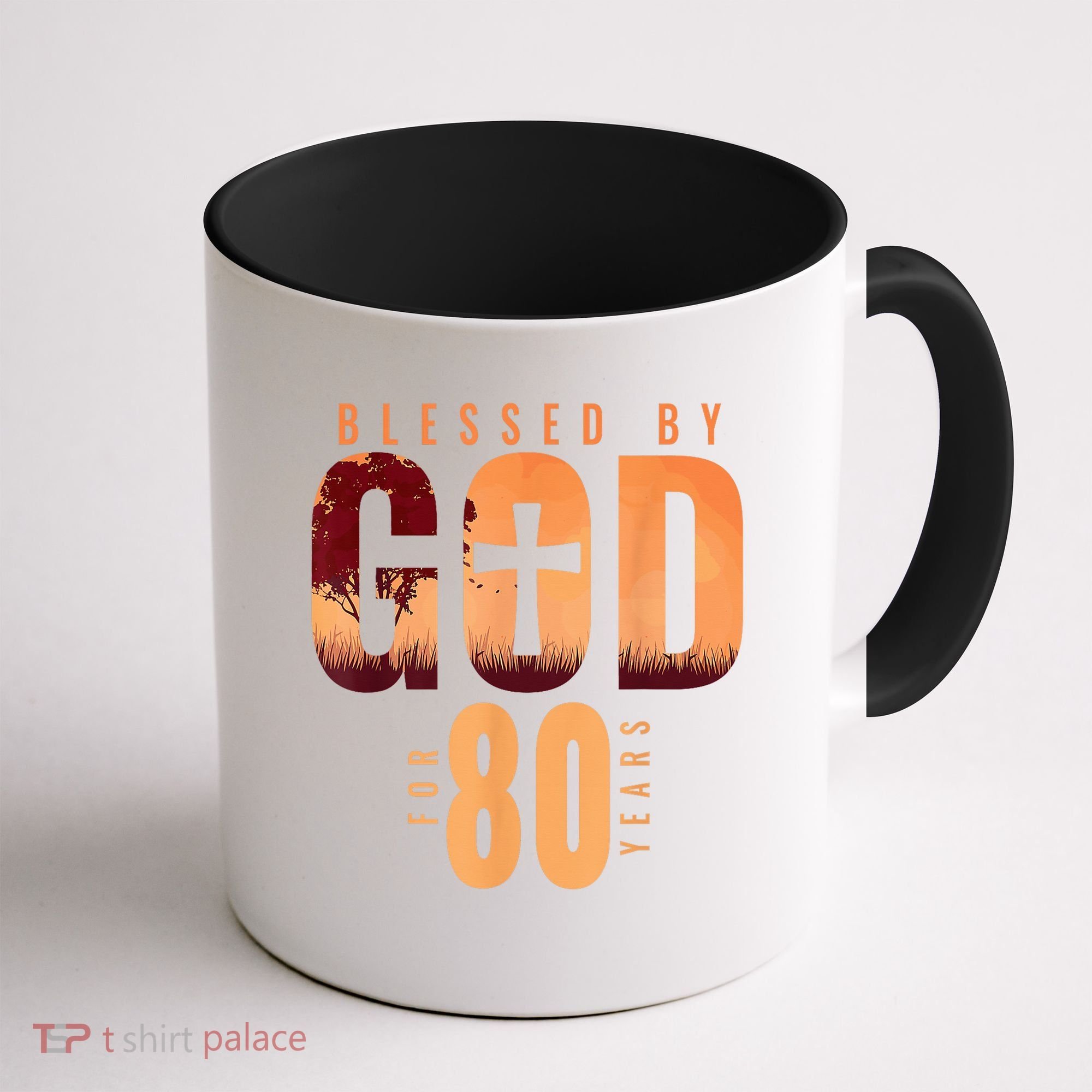 Blessed By God For 80 Years 80th Birthday Religious Theme Coffee Mug
