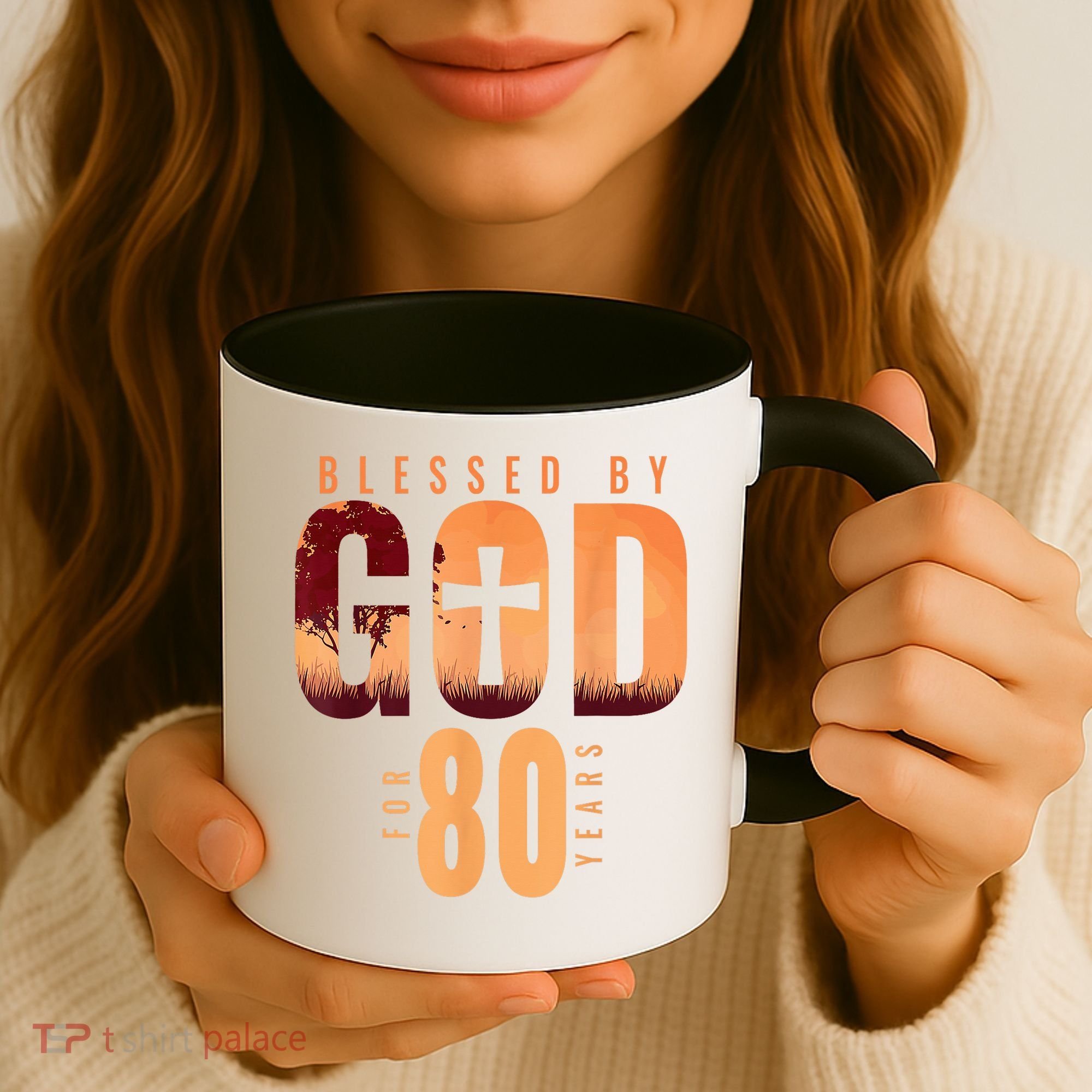 Blessed By God For 80 Years 80th Birthday Religious Theme Coffee Mug