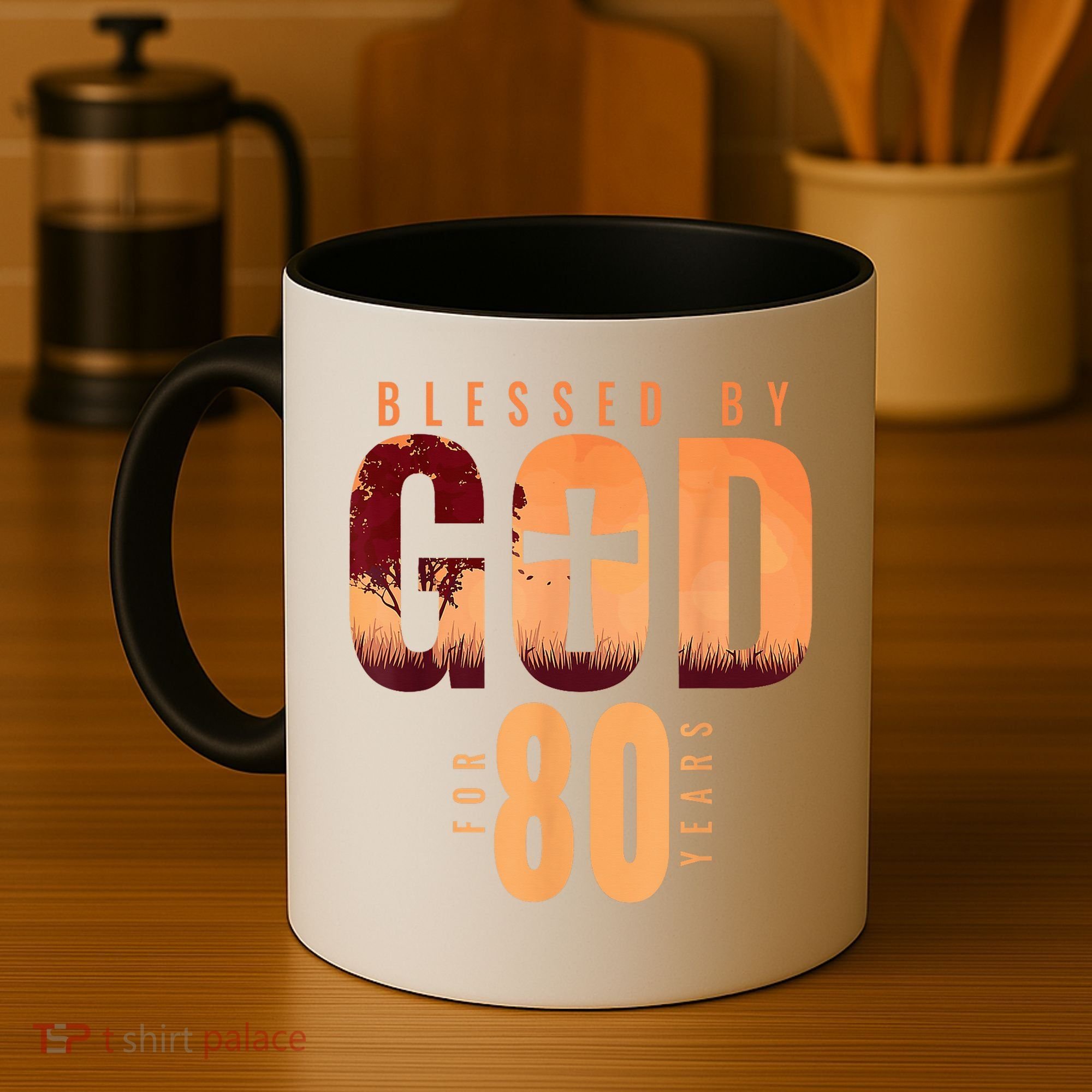 Blessed By God For 80 Years 80th Birthday Religious Theme Coffee Mug