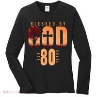 Blessed By God For 80 Years 80th Birthday Religious Theme Women's Long Sleeve Shirt thumb 0