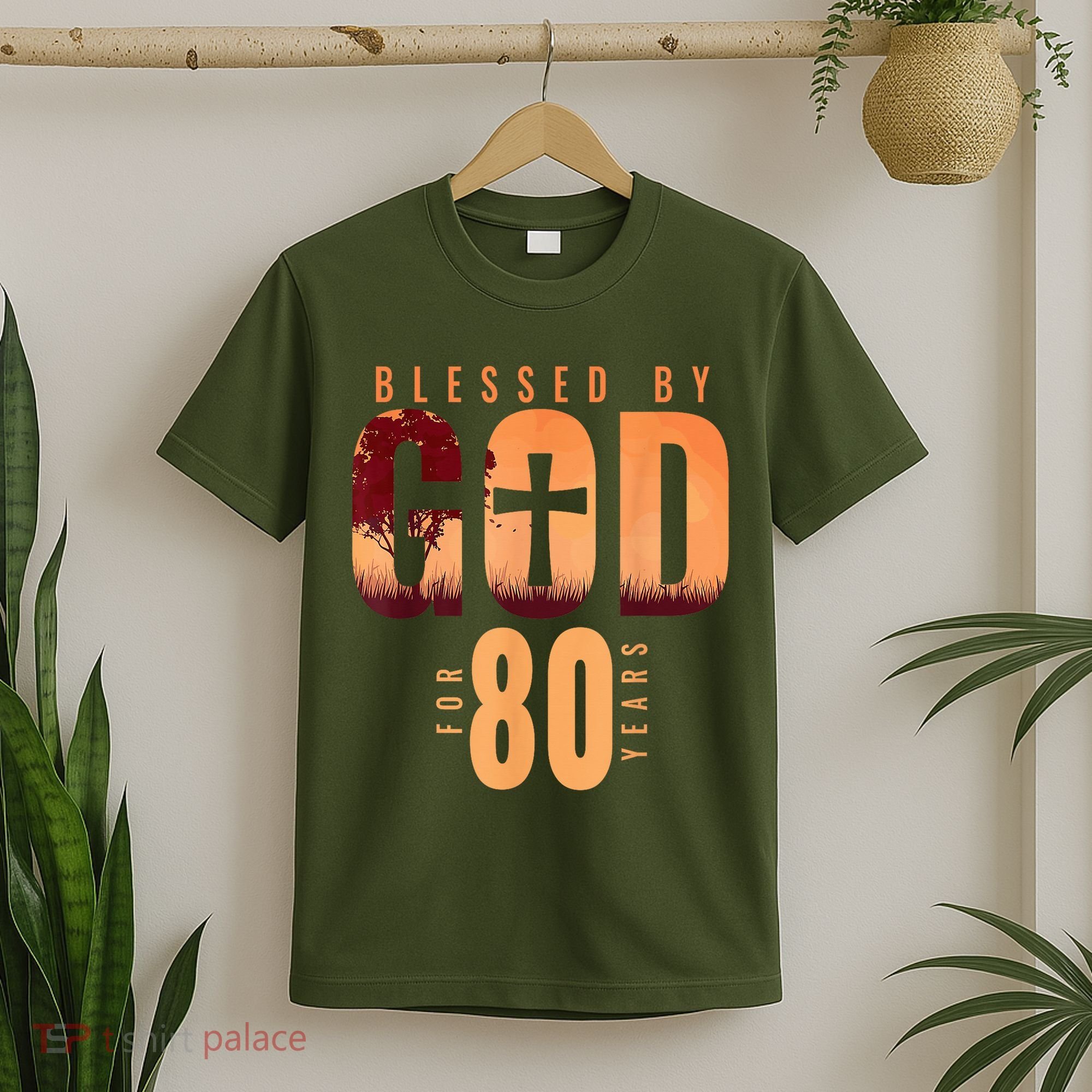 Blessed By God For 80 Years 80th Birthday Religious Theme T-Shirt