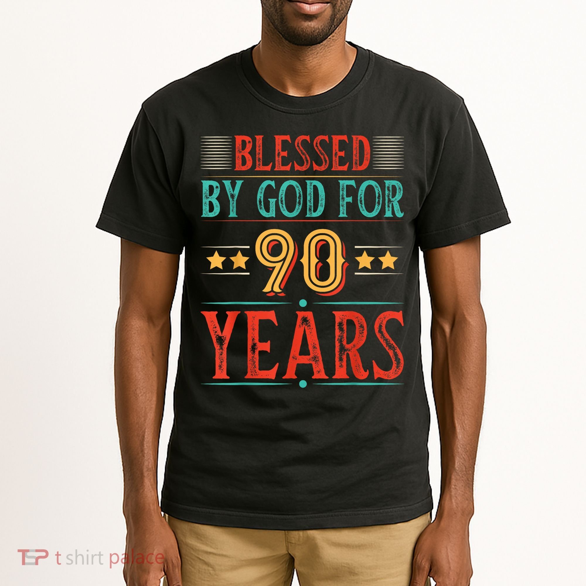 Blessed By God For 90 Year Christian 90th Birthday Tall T-Shirt