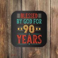 Blessed By God For 90 Year Christian 90th Birthday Coaster thumb 0