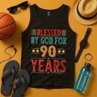 Blessed By God For 90 Year Christian 90th Birthday Tank Top thumb 4