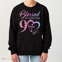 Blessed By God For 90 Years 90th Birthday Women's Sweatshirt thumb 0