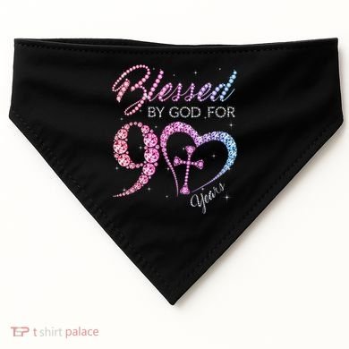 Blessed By God For 90 Years 90th Birthday USA-Made Doggie Bandana