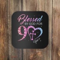 Blessed By God For 90 Years 90th Birthday Coaster thumb 0