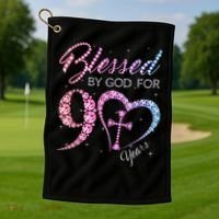 Blessed By God For 90 Years 90th Birthday Golf Towel thumb 1
