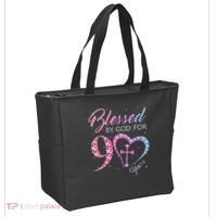 Blessed By God For 90 Years 90th Birthday Tote Bag thumb 2
