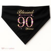 Blessed By God For 90 Years Old 90th Birthday Party USA-Made Doggie Bandana thumb 0