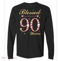 Blessed By God For 90 Years Old 90th Birthday Party Comfort Colors Heavyweight Long Sleeve T-Shirt thumb 0