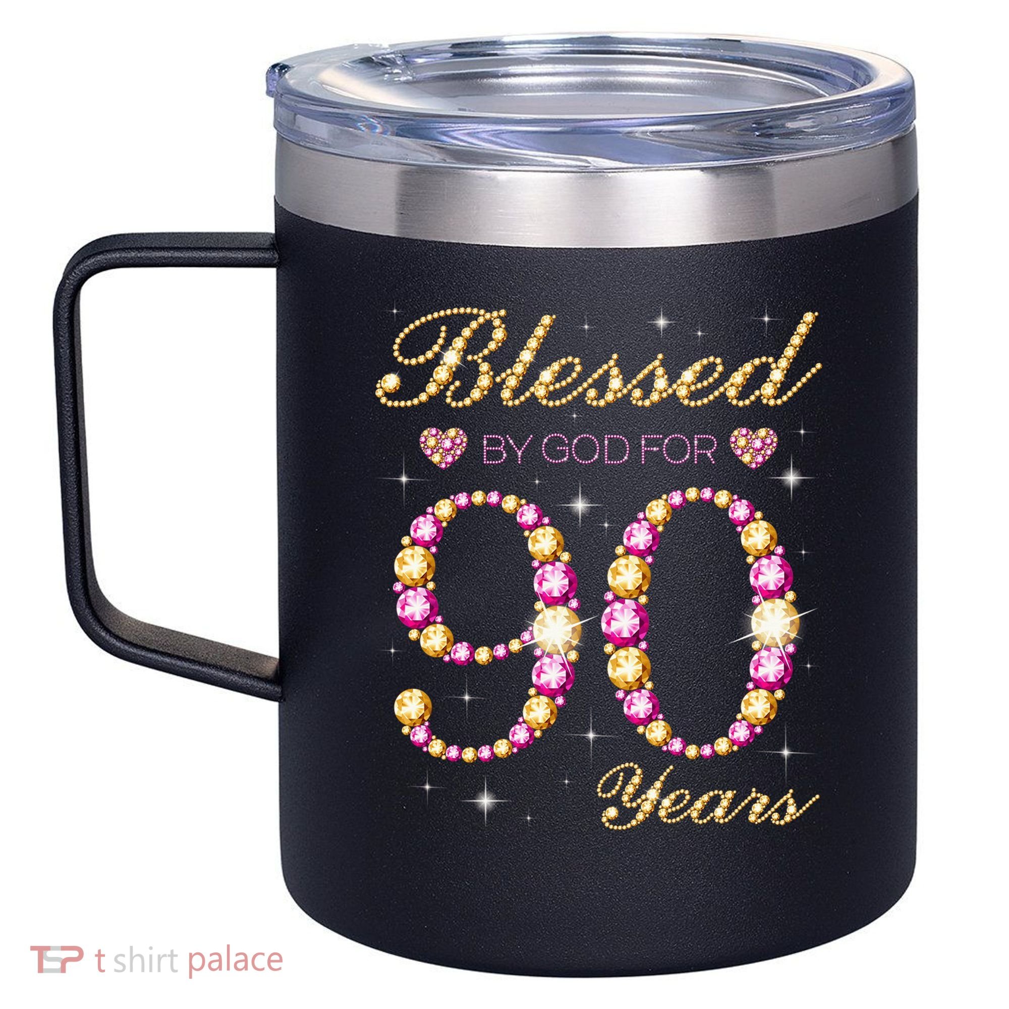 Blessed By God For 90 Years Old 90th Birthday Party 12oz Stainless Steel Coffee Mug