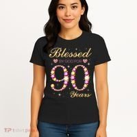 Blessed By God For 90 Years Old 90th Birthday Party Women's T-Shirt thumb 4