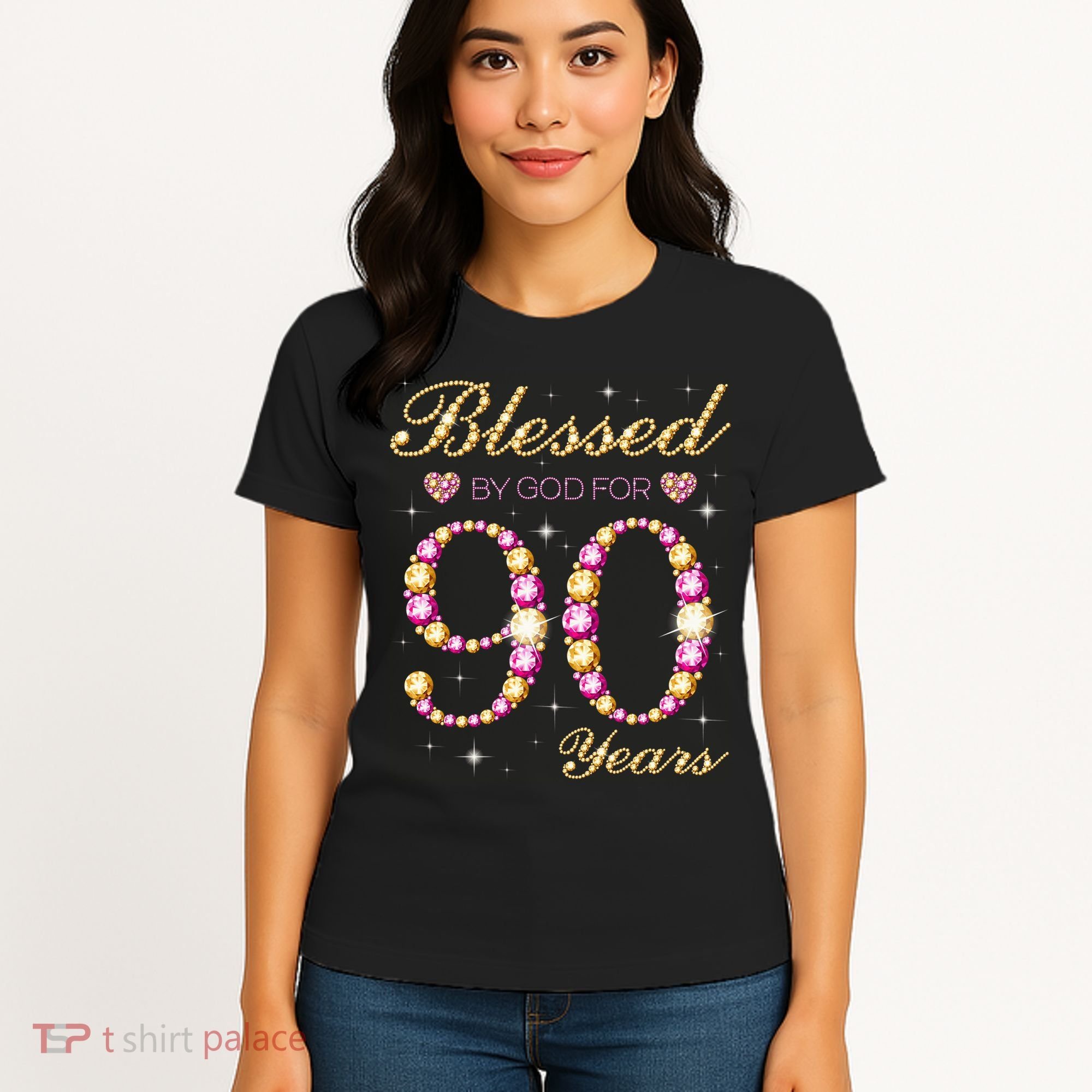 Blessed By God For 90 Years Old 90th Birthday Party Women's T-Shirt