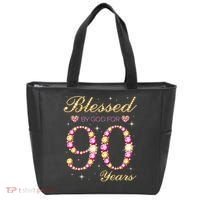 Blessed By God For 90 Years Old 90th Birthday Party Tote Bag thumb 0