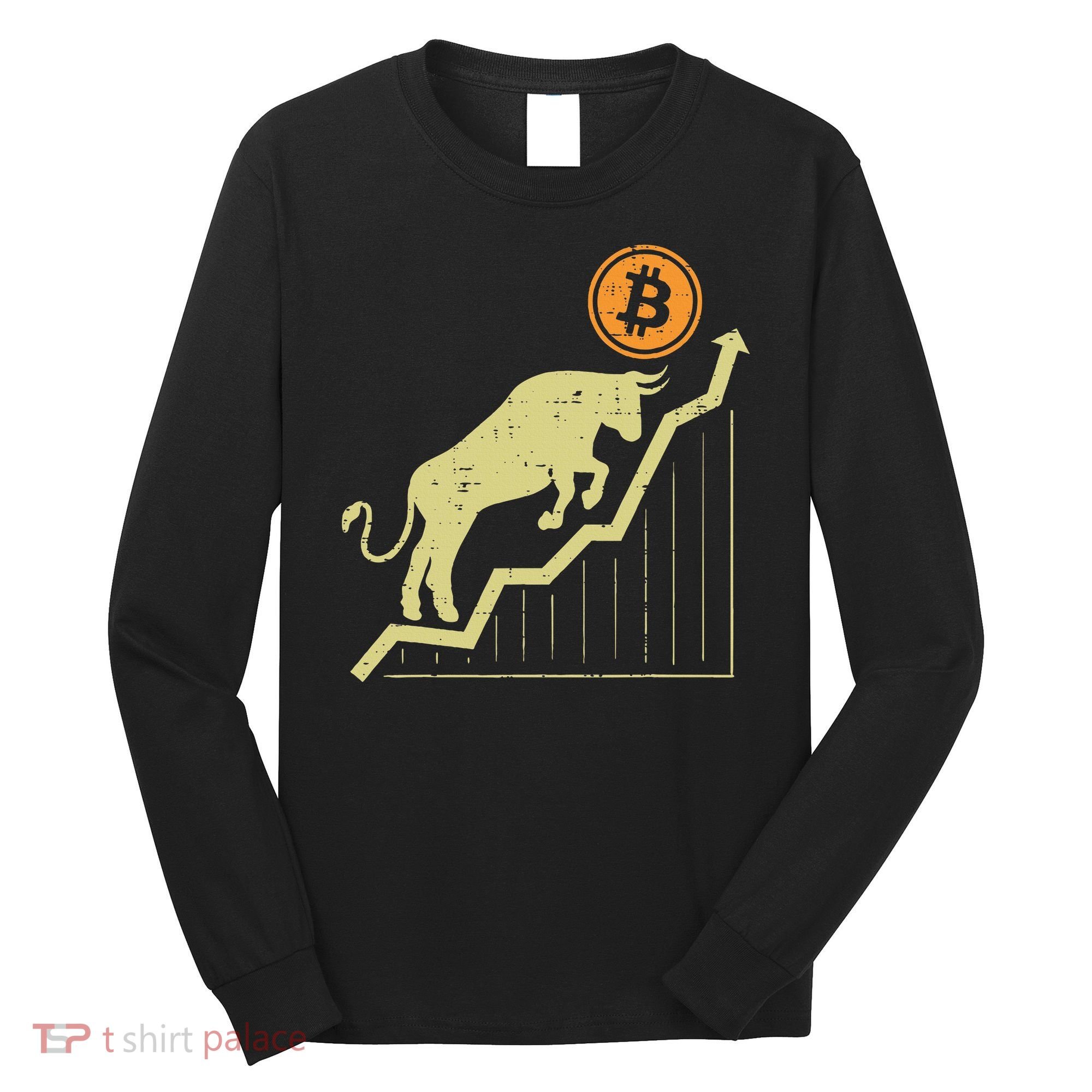 Bitcoin Bull Graph Bullish Btc Crypto Cryptocurrency Trader Long Sleeve Shirt