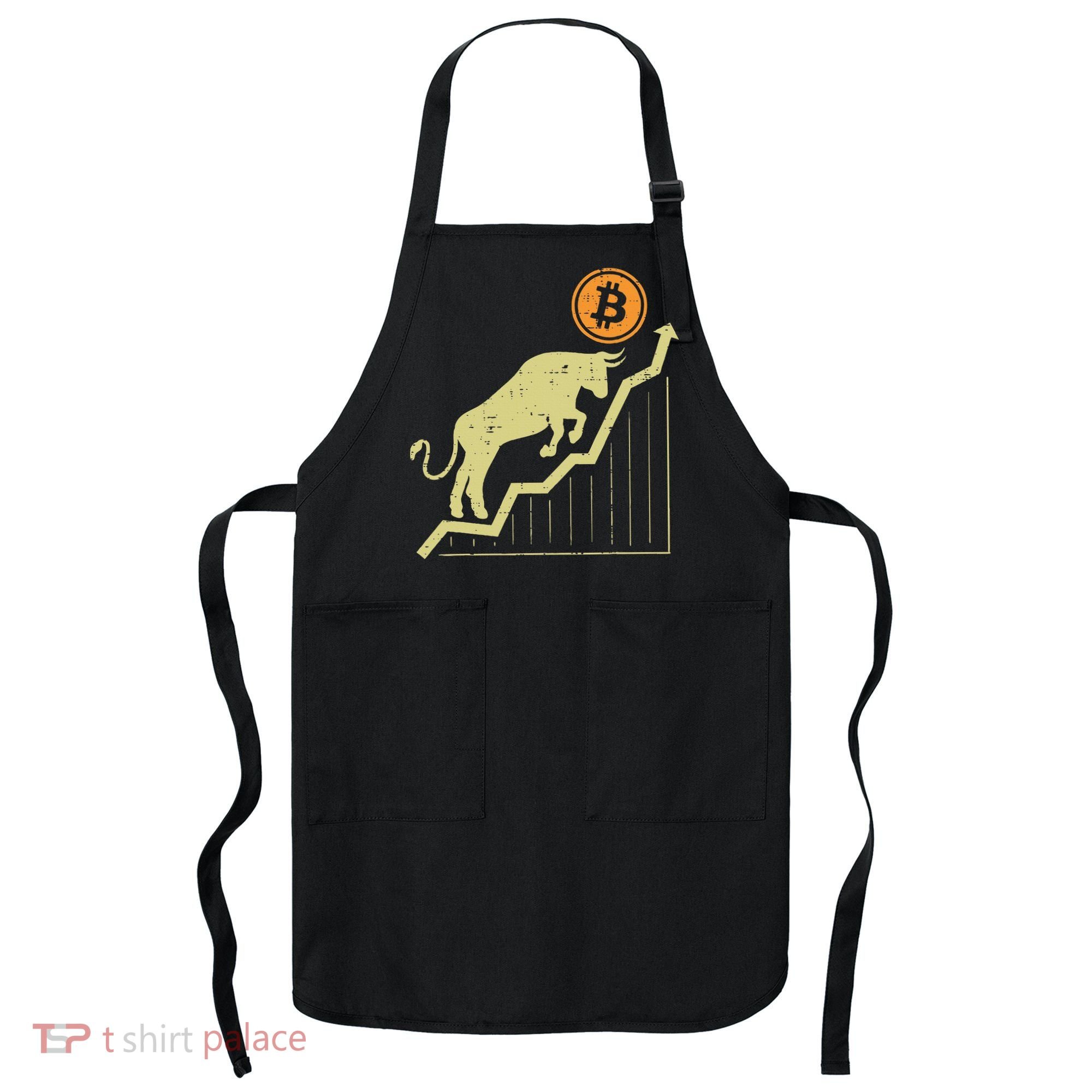 Bitcoin Bull Graph Bullish Btc Crypto Cryptocurrency Trader Apron