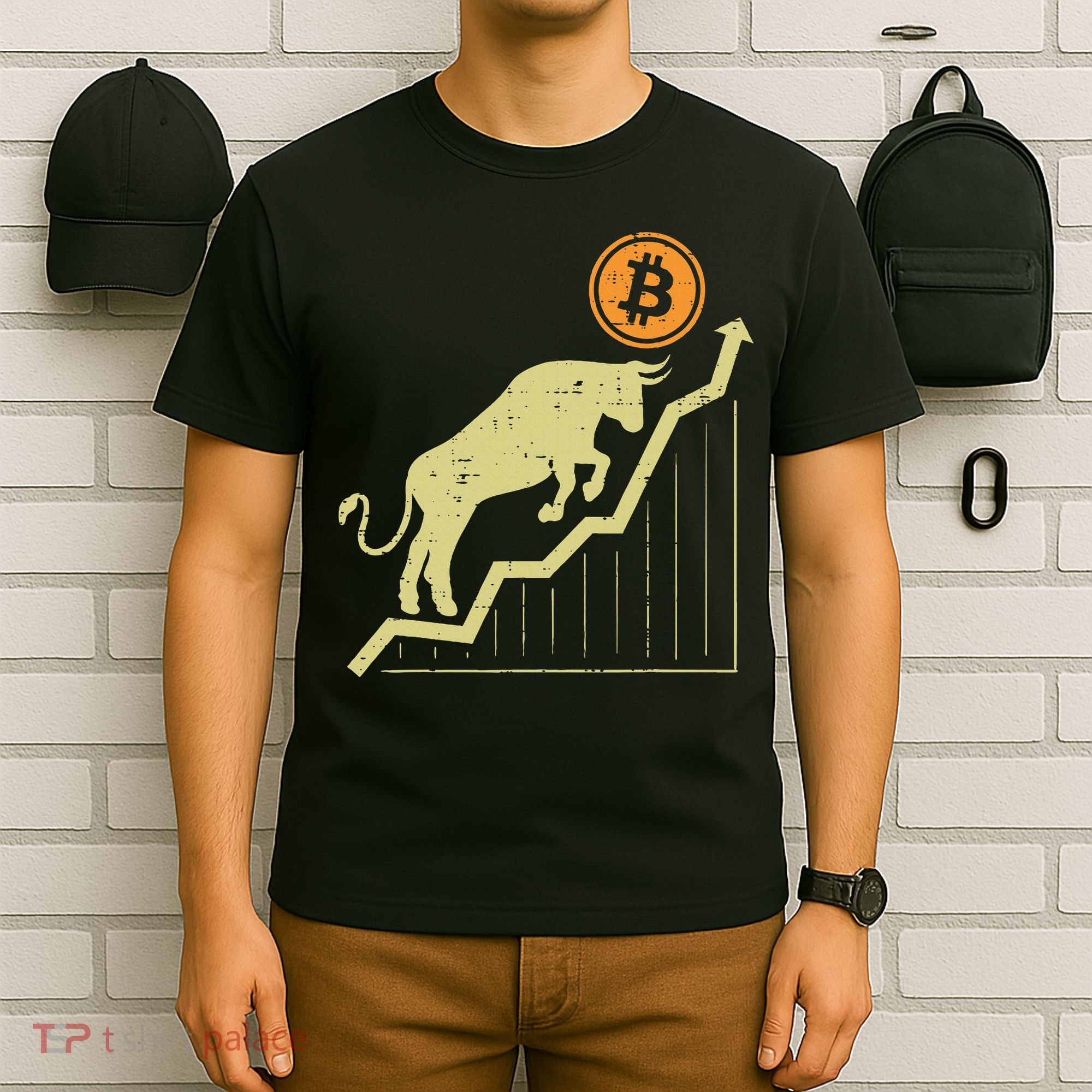 Bitcoin Bull Graph Bullish Btc Crypto Cryptocurrency Trader T-Shirt