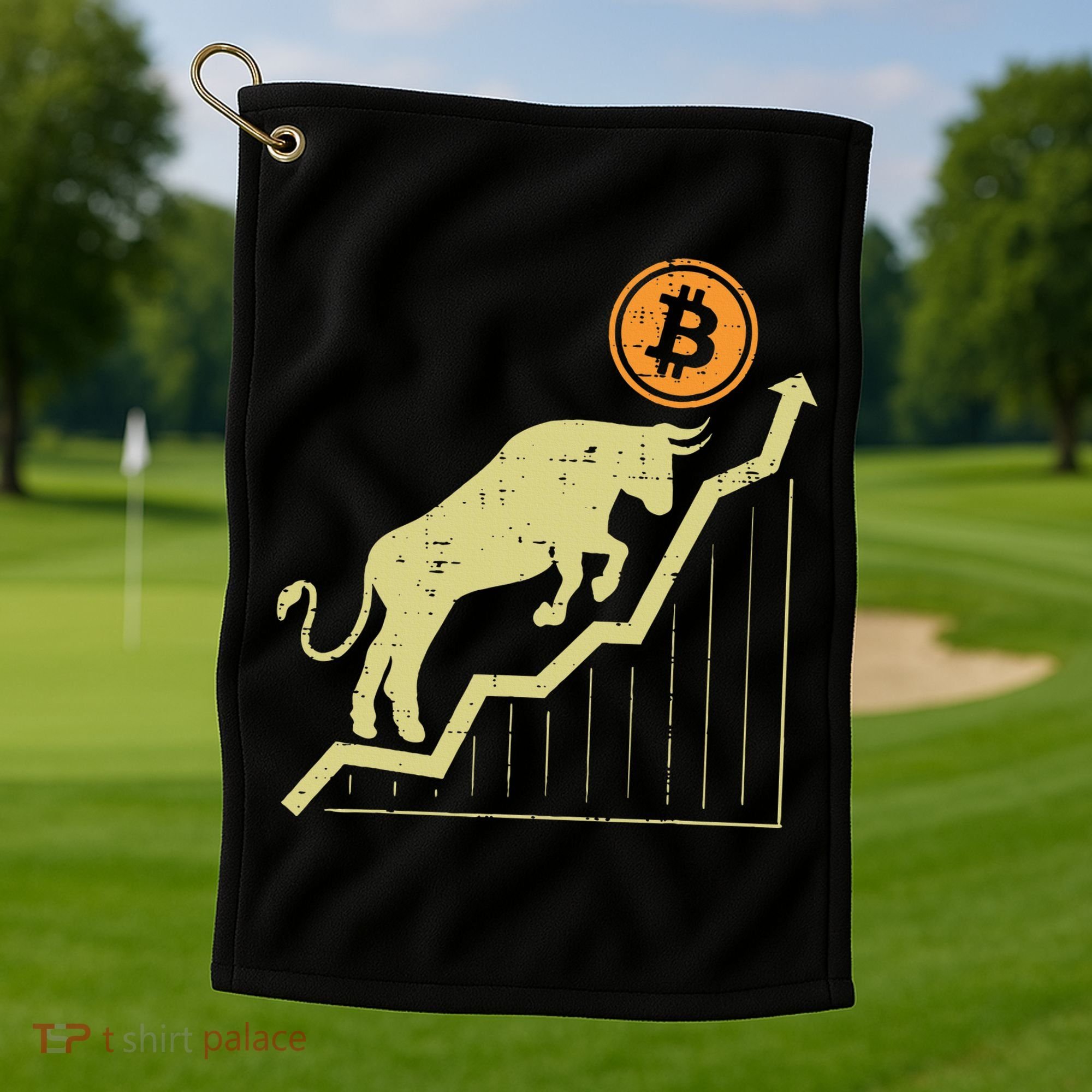 Bitcoin Bull Graph Bullish Btc Crypto Cryptocurrency Trader Golf Towel