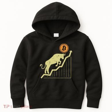 Bitcoin Bull Graph Bullish Btc Crypto Cryptocurrency Trader Kids Hoodie