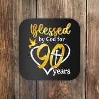 Blessed By God For 90 Years Old 90th Birthday Party Coaster thumb 0