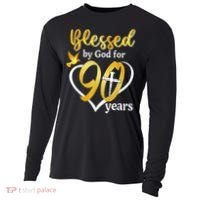 Blessed By God For 90 Years Old 90th Birthday Party Cooling Performance Long Sleeve Crew thumb 0