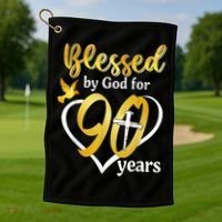 Blessed By God For 90 Years Old 90th Birthday Party Golf Towel thumb 1