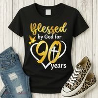 Blessed By God For 90 Years Old 90th Birthday Party Women's T-Shirt thumb 3