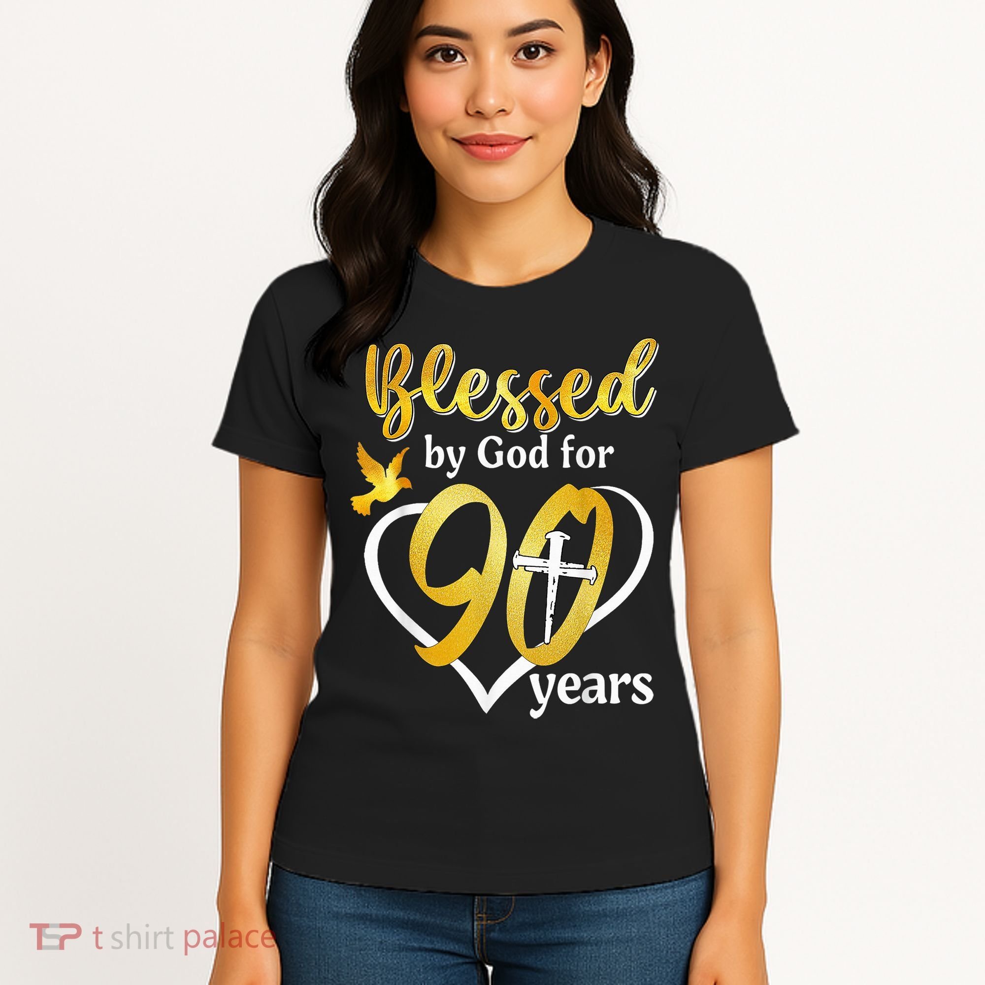 Blessed By God For 90 Years Old 90th Birthday Party Women's T-Shirt