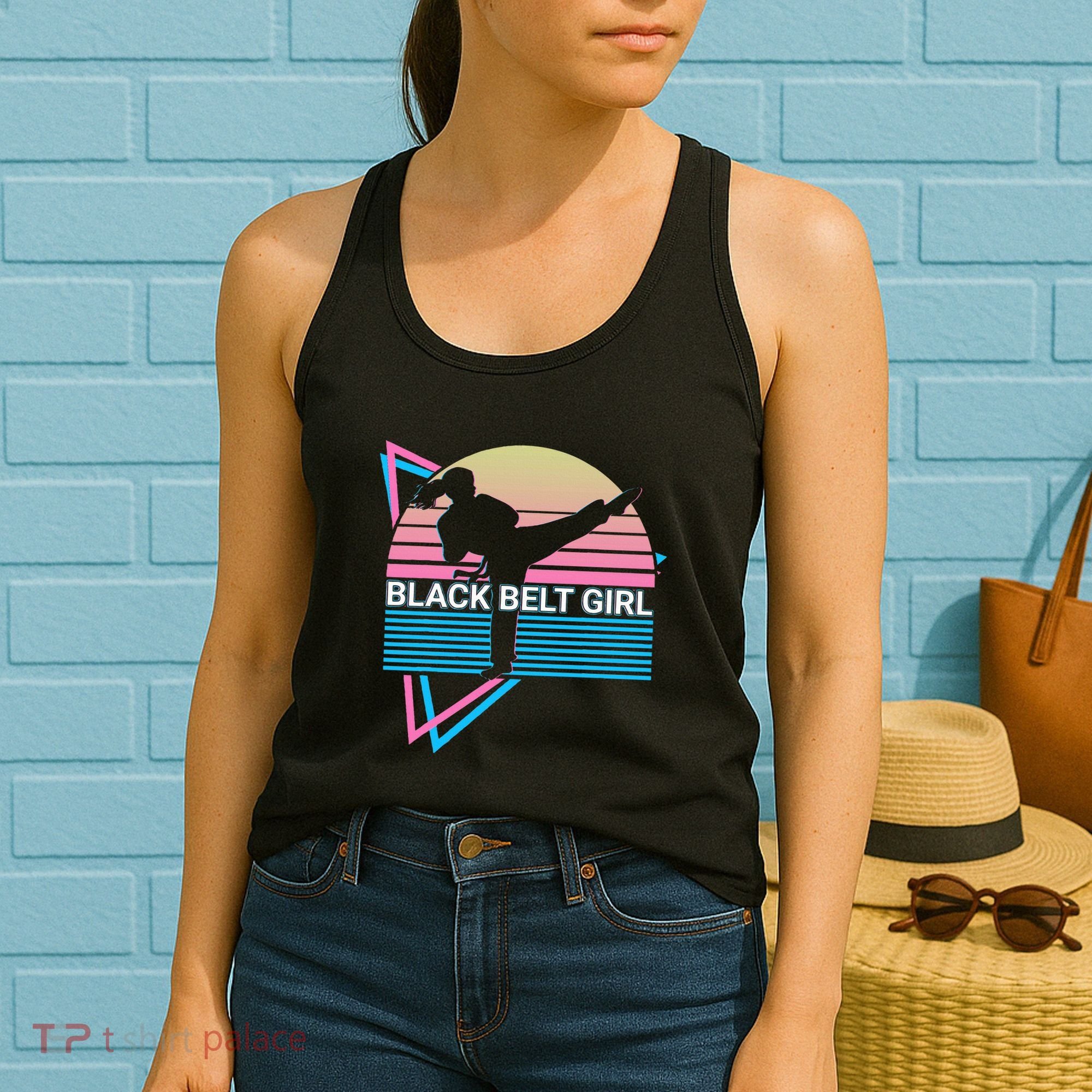Black Belt Girl Judo Karate Jiu Jitsu Taekwondo Aikido Women's Tank Top