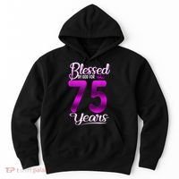 Blessed by God for 75 Years Old 75th Birthday Present Gifts Crown Hoodie thumb 0