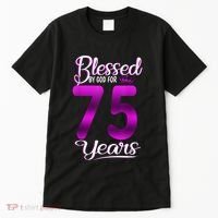 Blessed by God for 75 Years Old 75th Birthday Present Gifts Crown Tall T-Shirt thumb 0