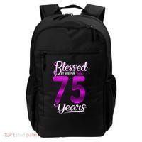 Blessed by God for 75 Years Old 75th Birthday Present Gifts Crown Backpack thumb 0