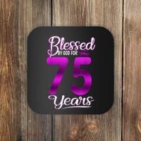 Blessed by God for 75 Years Old 75th Birthday Present Gifts Crown Coaster thumb 0