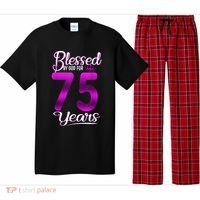 Blessed by God for 75 Years Old 75th Birthday Present Gifts Crown Pajama Set thumb 0