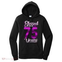 Blessed by God for 75 Years Old 75th Birthday Present Gifts Crown Women's Hoodie thumb 0