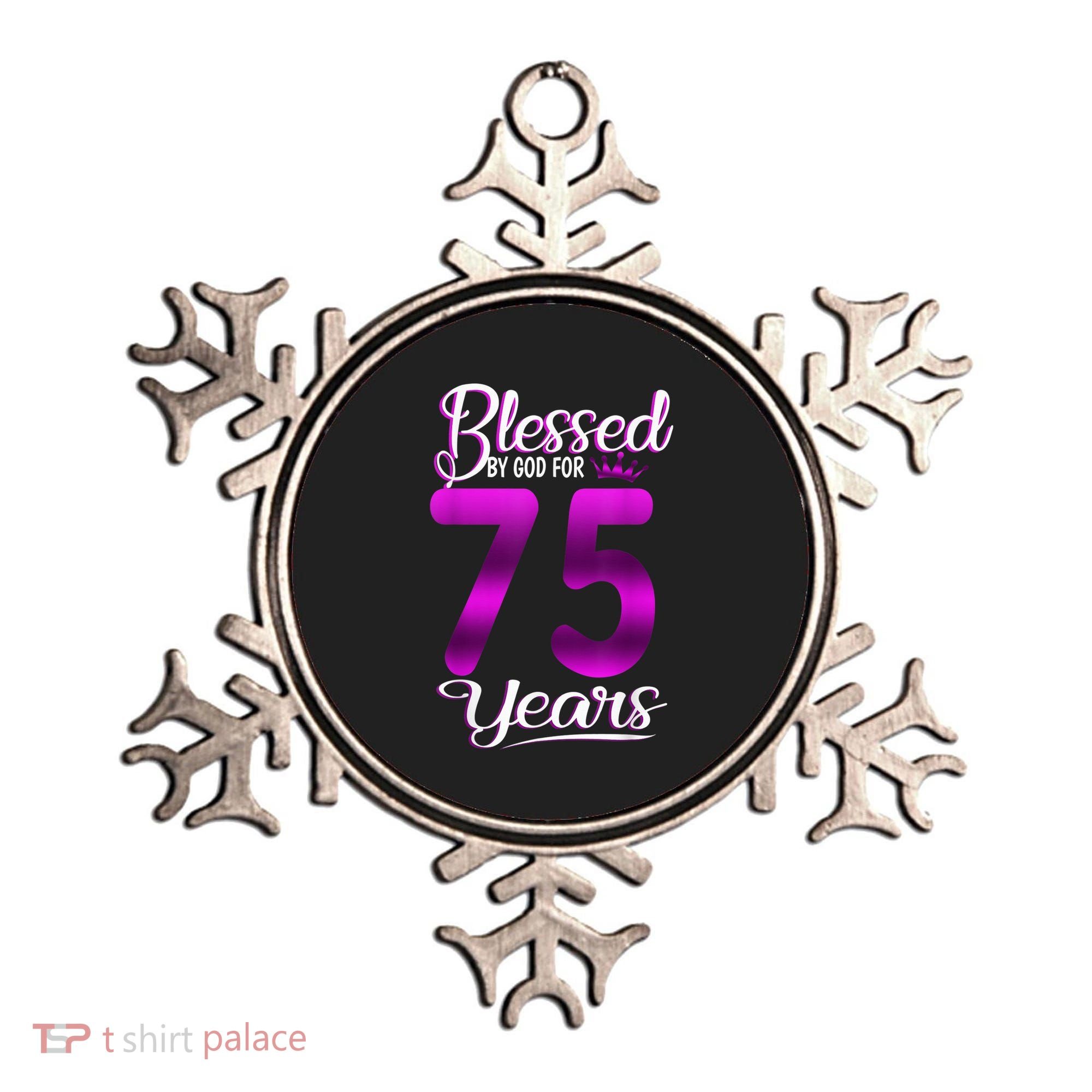 Blessed by God for 75 Years Old 75th Birthday Present Gifts Crown Ornament