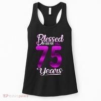 Blessed by God for 75 Years Old 75th Birthday Present Gifts Crown Women's Tank Top thumb 0