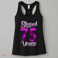 Blessed by God for 75 Years Old 75th Birthday Present Gifts Crown Women's Tank Top thumb 3