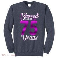 Blessed by God for 75 Years Old 75th Birthday Present Gifts Crown Sweatshirt thumb 0